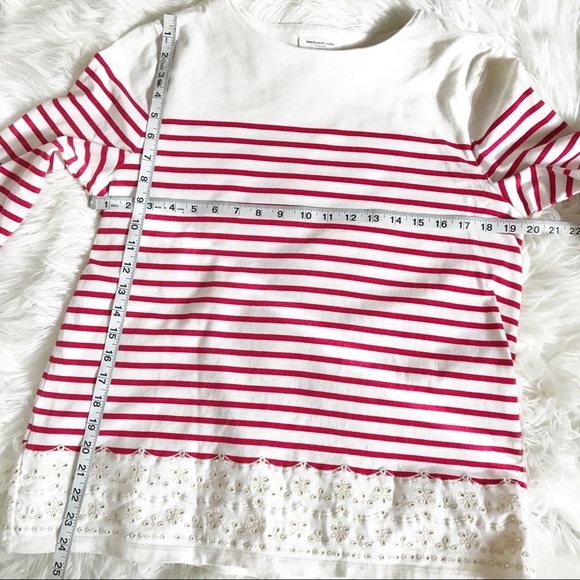 BeachLunchLounge Red Cream Striped Top with Eyelet - Picture 6 of 6